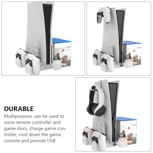 Multifunctioneel oplaadstation met snellaadfunctie, standaard, controller, oplader, bureaubasis, wit ABS 2