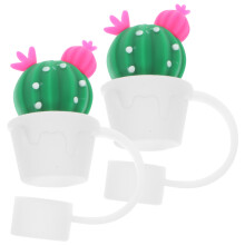 4 Pcs Cute Cactus Silicone Straw Tip Caps Reusable Covers