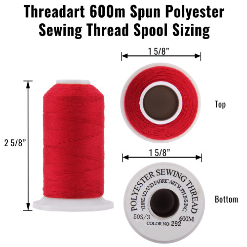 Polyester All-Purpose Sewing Thread by Threadart- 600m - 50S/3 - Neon Pink 1