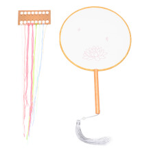 2 Pack Embroidery Silk Fan Making Materials Handheld Crochet Kit White
