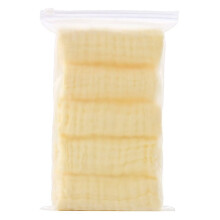 ADVEN 5 Pieces Baby Bibs Tower Infant Water Absorption Feeding Cloth Newborn Small Handkerchief Washcloth Nursing Color Random Yellow