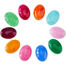 40 kpl soikeita jalokivikabochoneja, 10 väriä, 18x13mm, litteä selkä, luonnonvärinen valkoinen jade korujen valmistukseen, korvakoruihin,