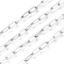1 Rolle Edelstahl-Kabelkette 304, Büroklammer-Stil, 10 m (32,8 Fuß), 9,7 x 4,2 x 0,9–1 mm, robuste, längliche Gliederkette mit Spule