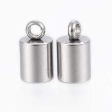 200 Stück anlaufbeständige Edelstahl-Kabelendkappen, Säulenform, Edelstahlfarbe, 9 x 5 mm Loch: 2 mm Innendurchmesser: 4 mm