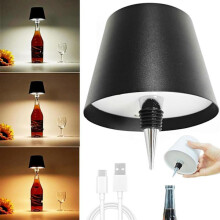 Luz LED sem fio para garrafa de vinho (preta)