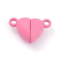 5er-Set Magnetverschlüsse aus Aluminiumlegierung, Herzform, rosa, 15 x 9,5 x 6 mm, Loch: 1,5 mm