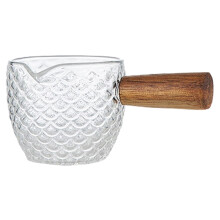 5 Pieces Glass Milk Jug Container Creamer Pitcher With Wood Handle