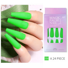 24 Stück künstliche Fingernägel, matt, einfarbig, lang, Ballett-Nägel, fluoreszierende Nagelspitzen, künstliche Fingernägel für Frauen und