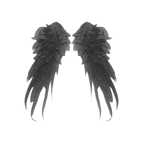 2Pairs Black Realistic Angel Wings Cloth Patch Durable Decoration