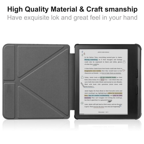 Capa protetora para e-book Kobo Libra Colour de 7 polegadas (lançamento de 2024), capa protetora premium N428TPU com suporte tipo origami. 2