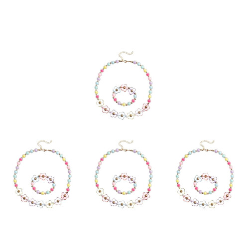 4Sets Armband Und Halskette Set Blüten Schmuck 1