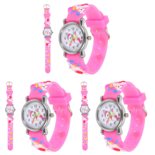 3Stk Silikon Kinderuhren Pink Für 1