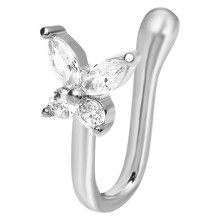 Neusclip zonder piercing, U-vormig, sexy, retro, cadeau, strass-vlinders, nep-neusring, mode-sieraad