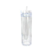 Copo Blender Bottle com Tampa e Canudo Integrados, 473ml (16oz), Duplo, Transparente, Reto, com Bico de Treinamento, Ideal para o Verão, Simples e