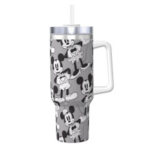 Bicchiere termico personalizzato di Topolino da 40 once con manico e cannuccia - Tazza da caffè da viaggio in acciaio inossidabile con coperchio,