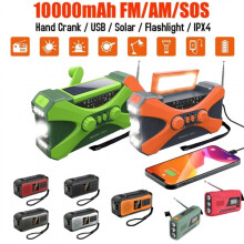 Radio d'urgence Ă manivelle 10Â 000 mAh - Radio solaire Ă manivelle, accessoire de camping et de survie - Couleur orange parfaite