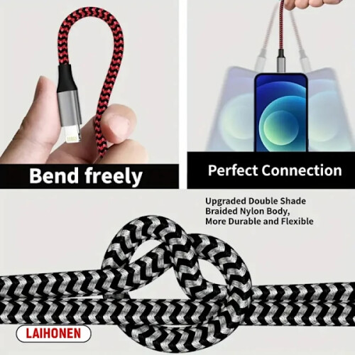 Καλώδιο USB LAIHONEN συμβατό με iPhone5-14Pro Max, SE, 1m2m3m, Καλώδιο γρήγορης φόρτισης iOS Data Charger, 1