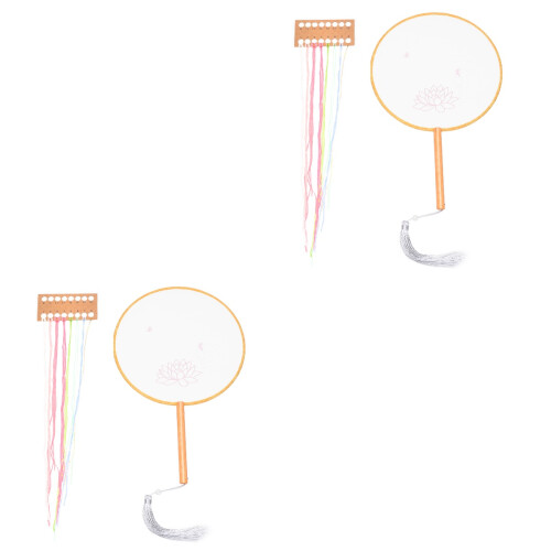 2 Pieces Handheld Fan Making Materials For Adults Chinese Silk Kit 2
