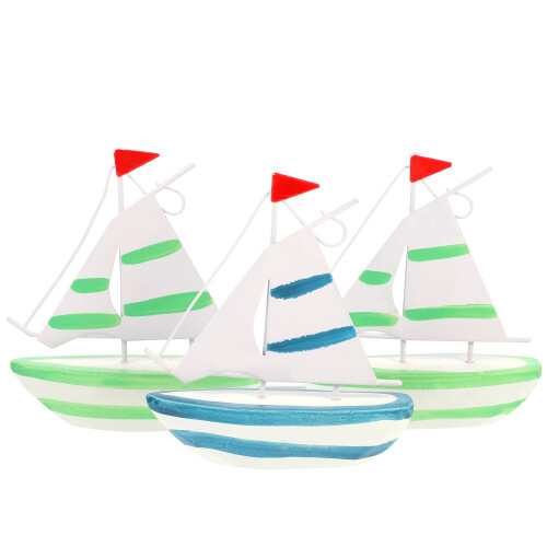 9 Pcs Mediterranean Sailboat Decoration Ocean Theme Ship Model