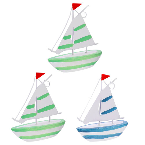 9 Pcs Mediterranean Sailboat Decoration Ocean Theme Ship Model 1