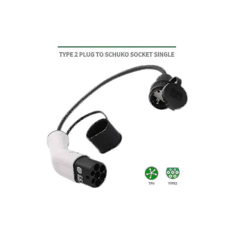 Type 2 To Schuko 16A Ev Charging Adapter White/Black 9048212216063