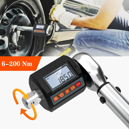 Digital Torque Wrench Adapter, Precision Electronic Torque Tool, 1/2 Inch Drive with Adjustable Torque Settings and Multiple Working Modes, Backlit 2