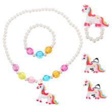 3 Sets Girl Unicorn Kid Necklace Girl Child Bracelet Kid Necklace