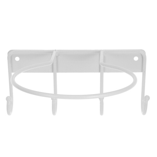 3Pcs Wall Mounted Ball Holder with Hook White Iron for Home Storage