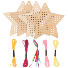 4Sets Portable Wooden DIY Cross Stitch Bookmarks Blank Embroidery Kit