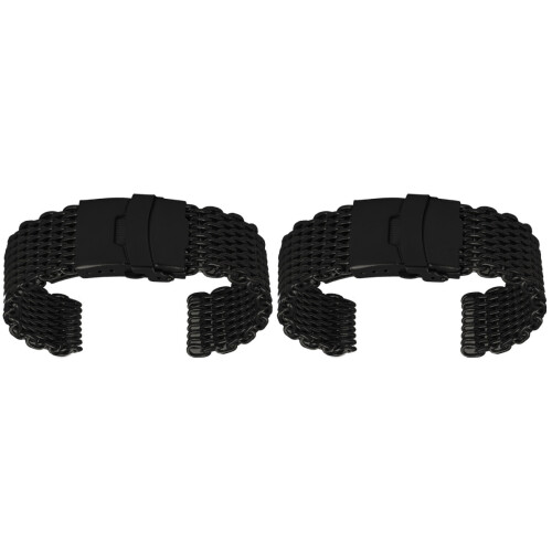 2Pièces Bracelet Mesh Shark Acier Inoxydable Noir 1