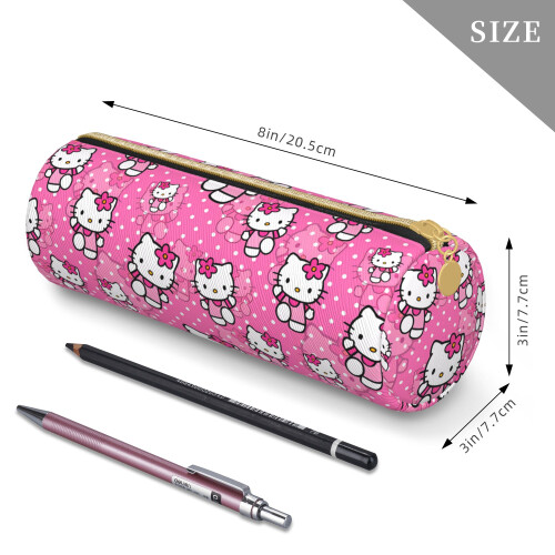 Θήκη μολυβιών Hello Kitty μεγάλης χωρητικότητας, τσάντα μολυβιών με φερμουάρ και 2