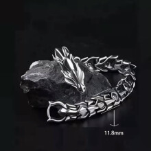 Pulseira RSAMD Vintage Masculina com Estampa de Cabeça de Dragão e Escamas de Dragão, Estilo Hip Hop Punk - A1