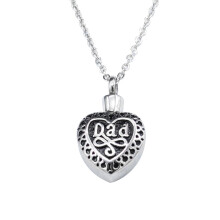 Ciondolo commemorativo a forma di cuore per ceneri del papà, collana con urna funeraria.