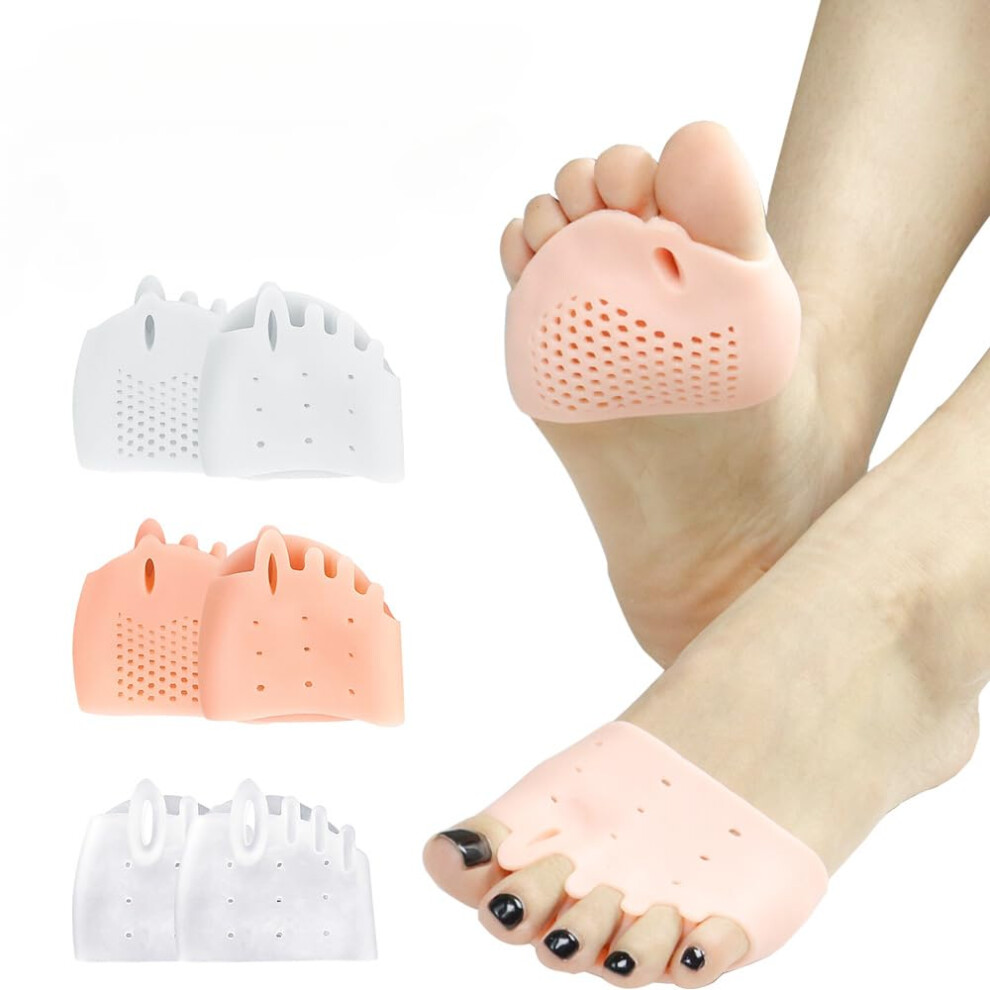 Toe Separators Gel Bunion Corrector Cushions Soft Silicone Spacers for Hammer Toes Nude 2 Pairs