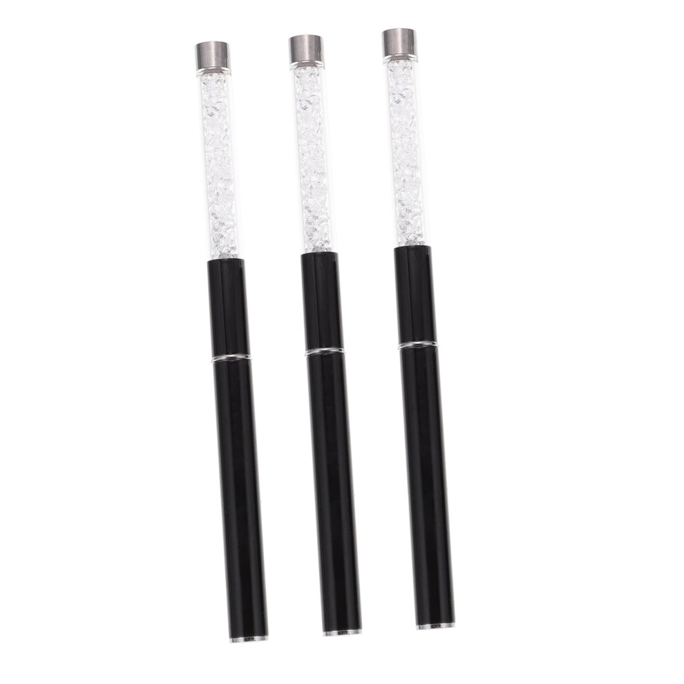 Nail Art Brush Set with Acrylic Diamond Handle, 3Pcs Nail Drawing Pens for DIY Manicure and Salon