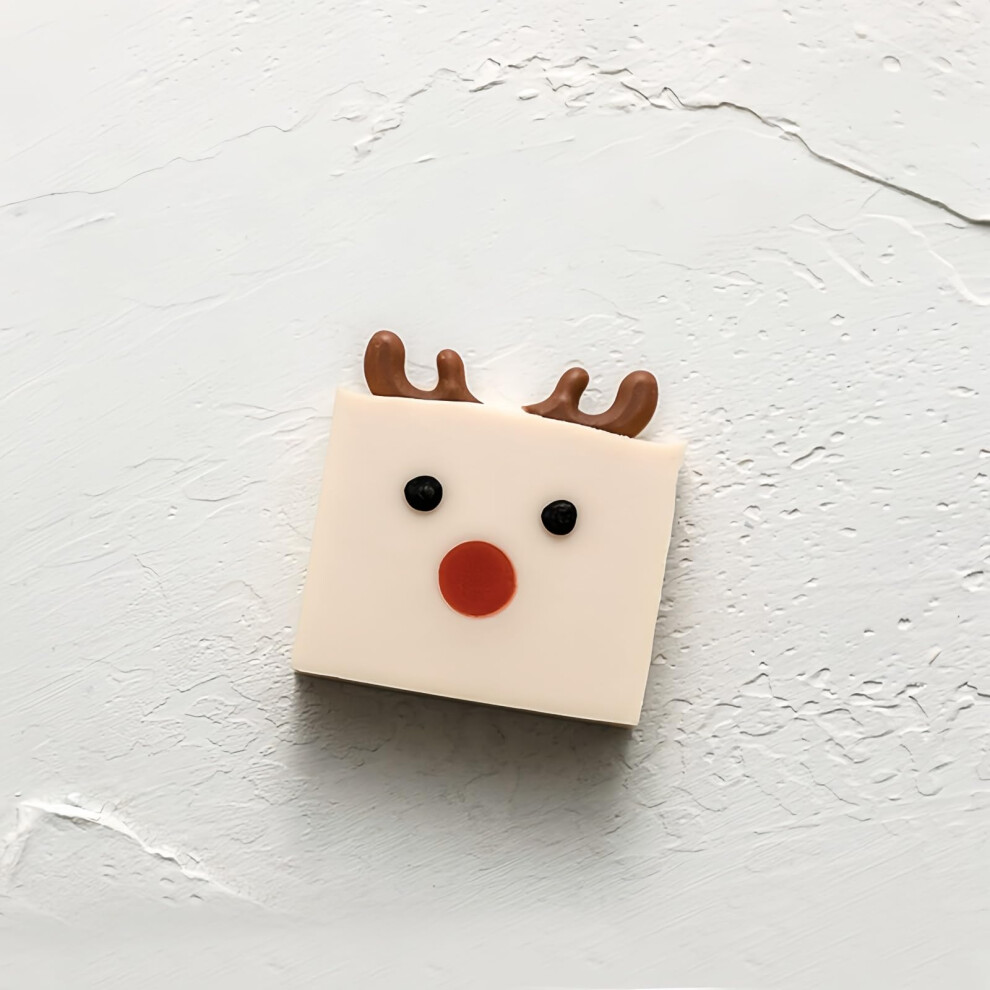 Christmas Soap Bar with Snowman Reindeer Santa Design, Handmade Botanical Holiday Gift