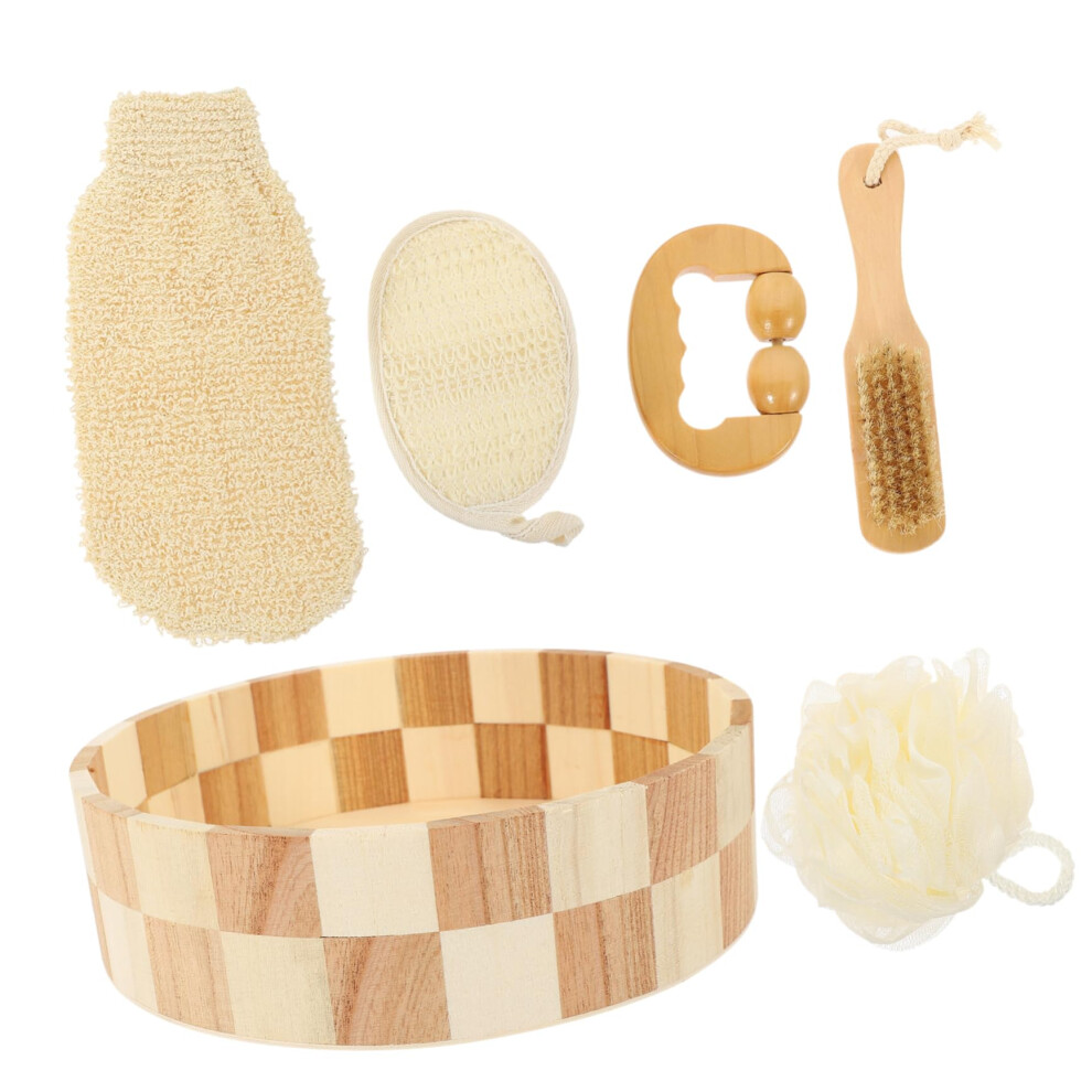 Body Scrubber and Exfoliating Bath Sponge for Deep Skin Cleansing with Foot Scrubber Gloves and Storage Box
