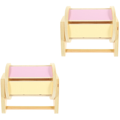 2Stk Textiltrommel Holz Spielzeug Kinder Motorik 2