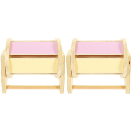 2Stk Textiltrommel Holz Spielzeug Kinder Motorik 1