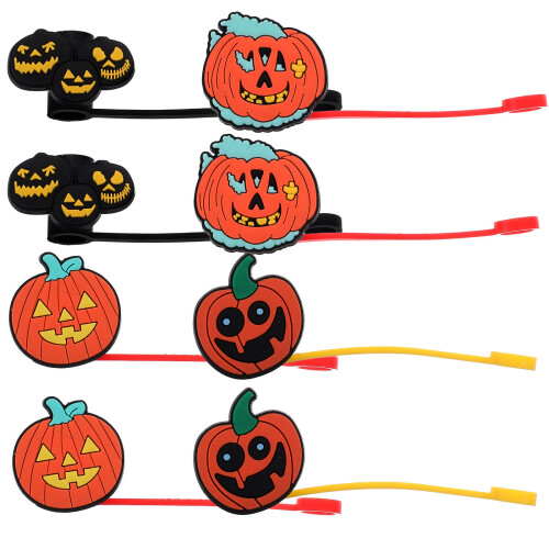 2 Count Flower Shape Straw Toppers Dustproof Covers Small Halloween 1