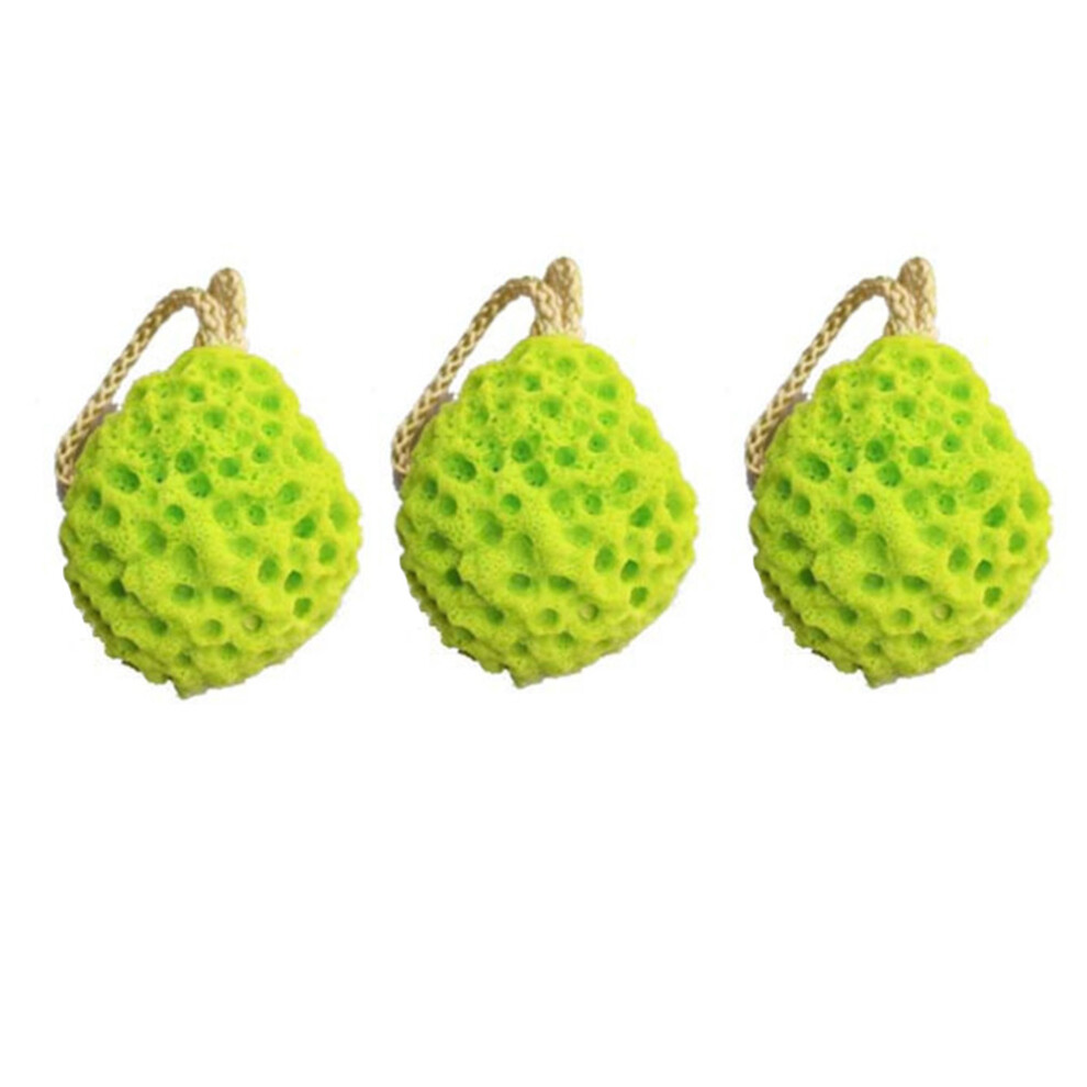 Vaguelly Set Of 3 Bathing Sponge Shower Sponges Women Exfoliating Body Wash