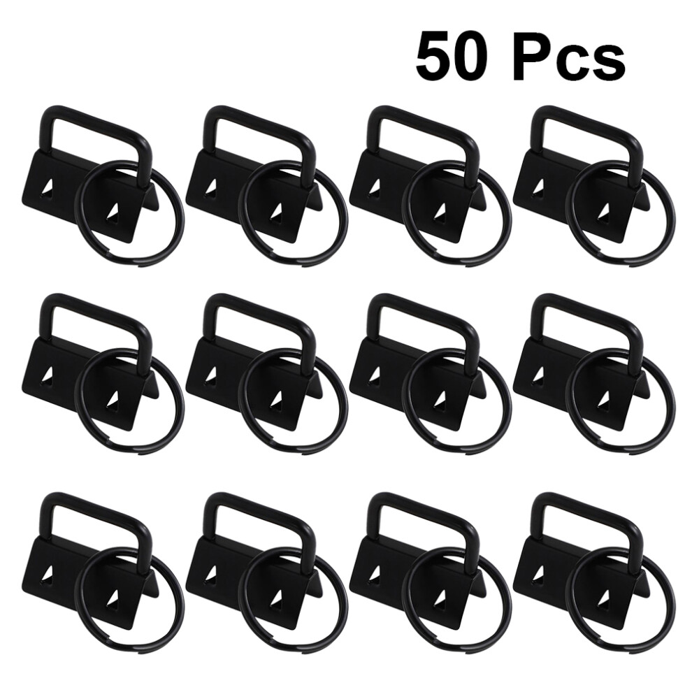 200 Pcs Diy Fabric Key Chain Fob With Key Ring Black 3622460732689