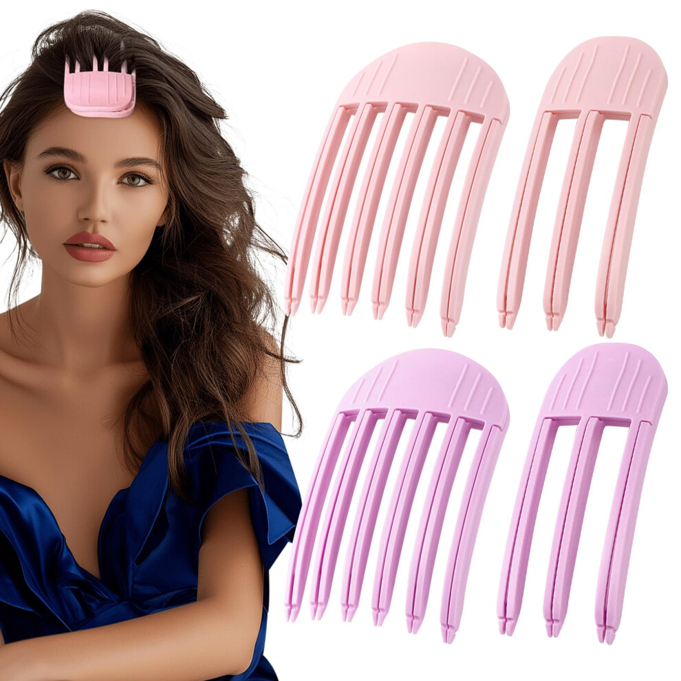 Unisex Pink,Purple Hair Volume Comb With Nomark Air Cushion, Instant Root Lifting Clips For Fluffy Bangs Purple Pink