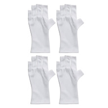 Cotton Gloves for Dry Hands Fingerless Moisturizing Gloves White 2 Pairs for Sleeping and Spa