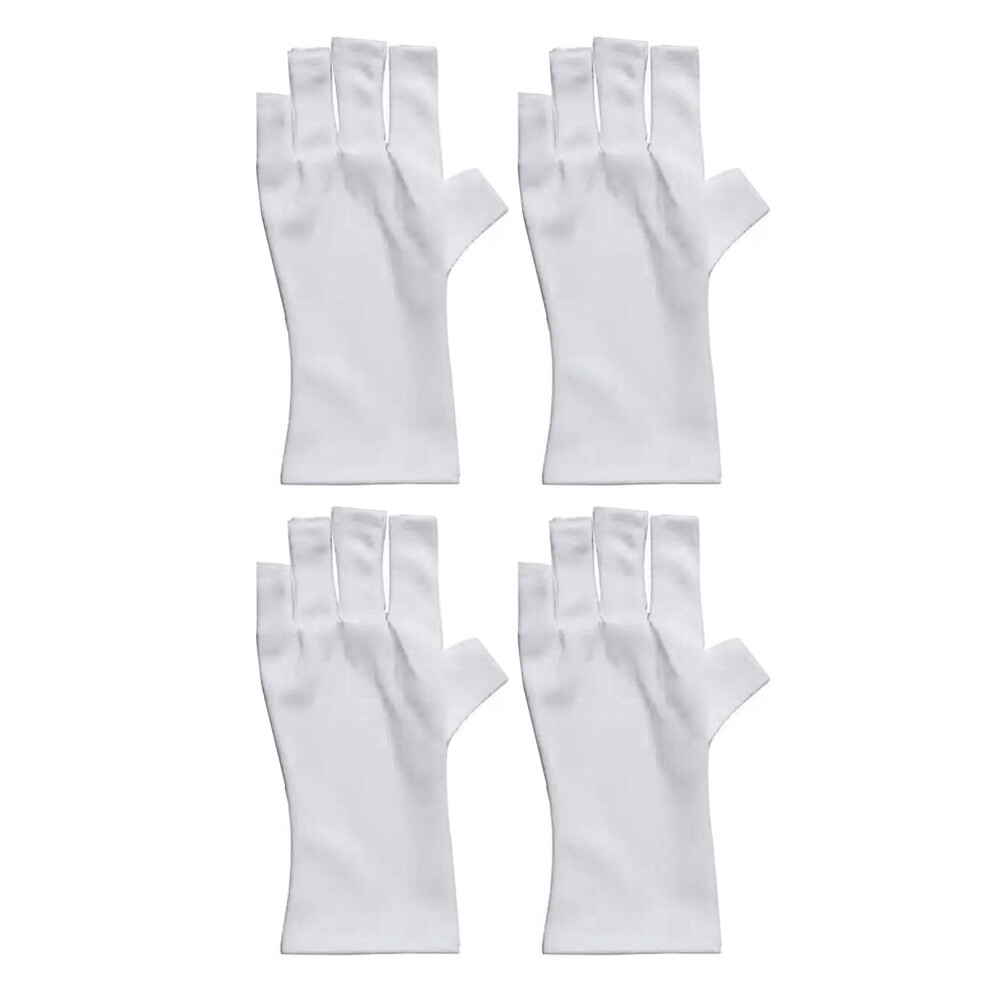 Cotton Gloves for Dry Hands Fingerless Moisturizing Gloves White 2 Pairs for Sleeping and Spa