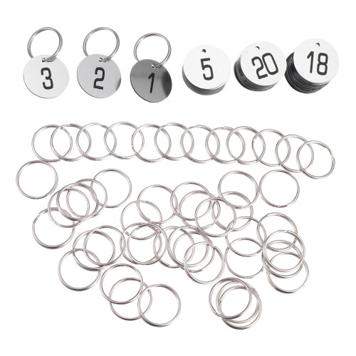 100 Pcs Plastic Round Numbered Key Tags With Key Rings For Hotel