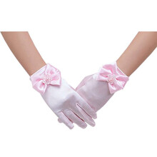 3pcs Flower Girl Gloves Lace Short Mesh Gloves For Wedding (Pink)