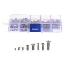320 Pcs Stainless Steel Round Head Rivet Kit With Knurled Shanks