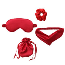 2 Sets 4Pcs Artificial Silk Sleeping Mask With Hair Tie And Bag