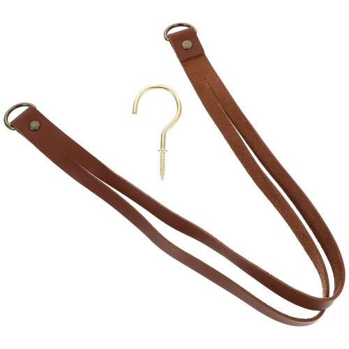 2Ensembles Supports Rideaux Marron En Cuir PU Élégants Résistants 1